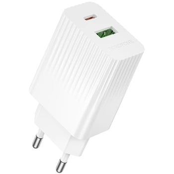 Сетевое зарядное устройство Borofone BAS76A, 1Type-C, 1USB, PD, QC, 30W, Белый