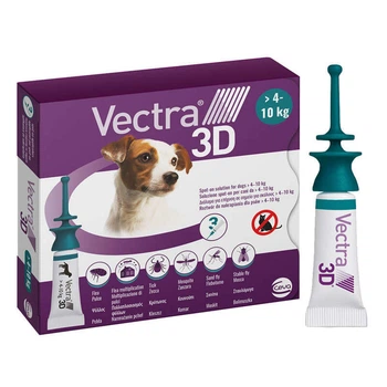 Противопаразитарные капли на холку для собак от блох и клещей Vectra 3D by Ceva 4-10 кг (3 шт./уп.) (7046264278215)