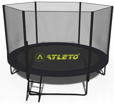 Батут детский Atleto Black с внутренней сеткой и лестницей 252 см (76-167-42400582)