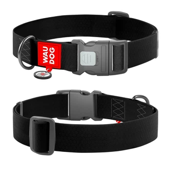 Ошейник для собак водостойкий WAUDOG Waterproof c QR паспортом, пластиковый фастекс, черный, размер XXL, 46-70 см 40 мм (25111)