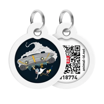 Адресник для собак и котов металлический WAUDOG Smart ID с QR паспортом, рисунок "Рик и Морти 1", диаметр 30 мм (230-0280)