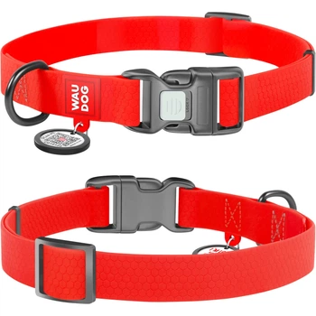 Нашийник для собак WAUDOG Waterproof з QR паспортом, водостійкий, пластикова пряжка-фастекс із замком 25-35 см 15 мм Червоний (27393)