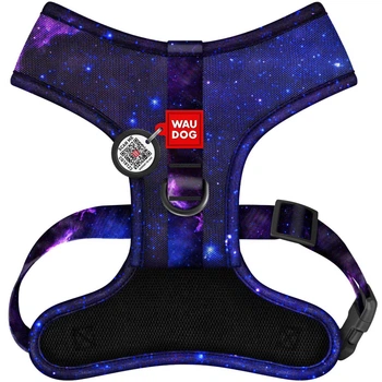 Шлея для собак дихаюча WAUDOG Mesh з QR адресником, малюнок "NASA21", L (235-0148)