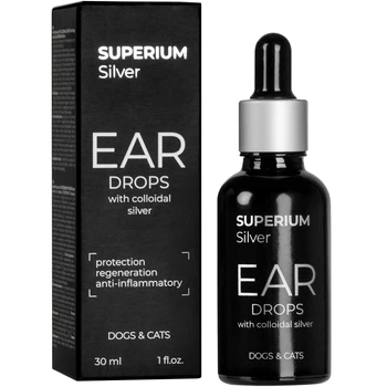 Капли ушные SUPERIUM Silver с коллоидным серебром для котов и собак, 30 мл (9105)