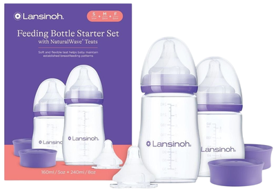 Набор для кормления Lansinoh Natural Wave Бутылочка 160 мл + Бутылочка 240 мл + 3х соски (5060420234343)
