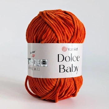 Пряжа YarnArt Dolce Baby №778 терракотовая (оранжевая), (нити плюшевые, тонкие)