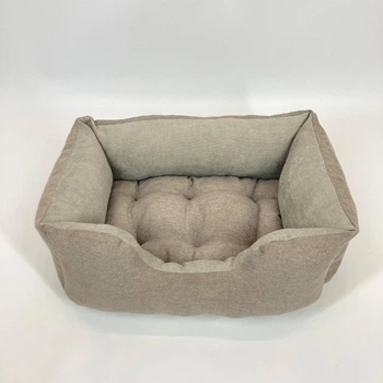 Лежак мягкий прямоугольный для кота, собаки, темно-бежевый, 50*40 см