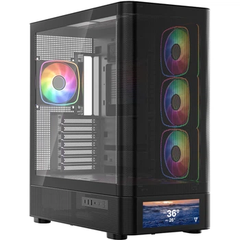 Корпус Modecom VOLCANO AQ500 Midi Tower ATX ARGB LCD 6,2 дюйми 4x120 мм без БЖ Чорний(TDB_4CE08D65507A)