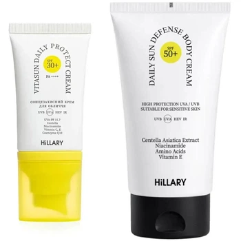 Набор для защиты кожи лица SPF СПФ 30+ и тела SPF СПФ 50+ от фотостарения Hillary K-11-614