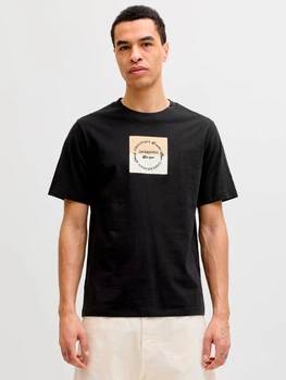 Футболка хлопковая длинная мужская Jack & Jones 12290856 L Black (5715826532707)