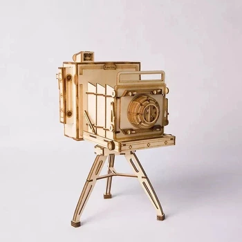 Деревянный 3D-пазл конструктор Винтажная камера Robotime Rolife Vintage Camera TG403 (142 детали)