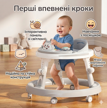 Детские ходунки со световыми эффектами серые