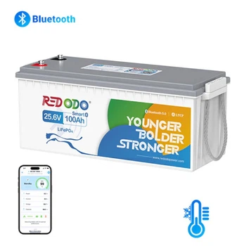 Аккумулятор Redodo LiFePO4 25.6V 100Ah 2560 Wh литиевая батарея с Bluetooth и BMS защитой