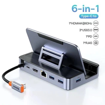 Док-станція Baseus GamerX 6в1 100W для Steam Deck|Asus Rog|iPad|Android (HDMI 4K/ Ethernet/ 3хUSB 3.0/ USB-C 100W)