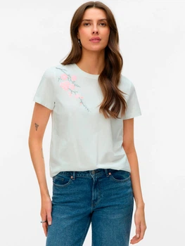 Футболка бавовняна жіноча Vero Moda 10343530 M Snow White/Chintz Rose Flowers (5715865963173)