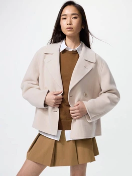 Пальто осіннє коротке жіноче UNIQLO 242373274 2XL Молочне (1159859368)
