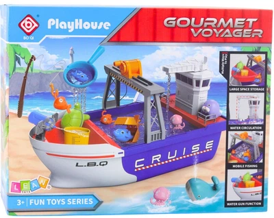 Zestaw zabawek do kąpieli Lean Toys Łódź rybacka z obiegiem wody i akcesoriami Biało-czerwona (743382) (5905991083122)