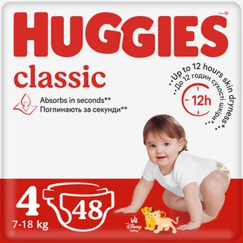 Подгузники Huggies Huggies Classic 4 (7-18 кг) Jumbo 48 шт (5029053586335) (345157)