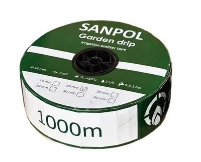 Капельная лента эмиттерная 16мм SANPOL Garden Drip 1000 м шаг 10 см (7 mils) Корея