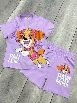 Детский летний костюм для девочки PAW Patrol Скай (футболка + шорты) 98-104 см Сиреневый
