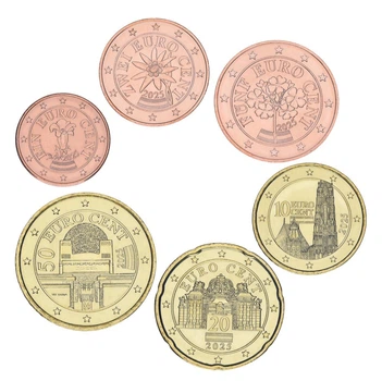 Набор монет Австрия набор из 6 монет евро 2025 UNC 1, 2, 5, 10, 20, 50 евроцентов