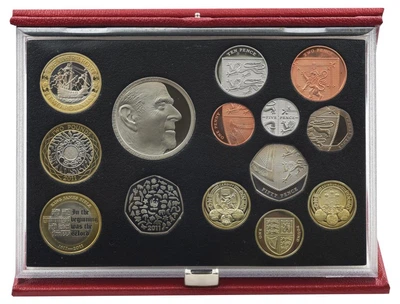 Набор монет Великобритания набор из 14 монет 2011 Proof 1, 2, 5, 10, 20, 50, 50 пенсов, 1, 1, 1, 2, 2, 2, 5 фунтов
