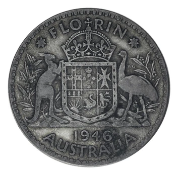 Монета Австралия 1 флорин 1946 Серебро F-VF