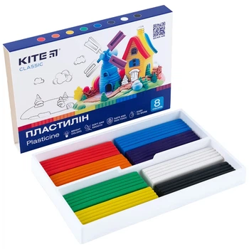 Пластилін Kite набір 8 кольорів по 20г Classic K-082