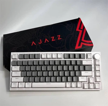 Механическая клавиатура серо-белая ajazz ak820 желтый свитч – фото