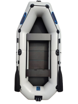 Надувная трехместная лодка ПВХ Avalon А290 / 2,9 м / 3-х местный / гребной / рельсовый настил / передвижные сиденья / ⌀40 см / Белый