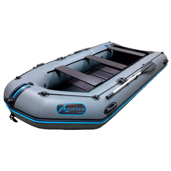 Надувний п'ятимісний човен ПВХ Avalon АТ350 / 3,5 м / 5-х місний / моторний / рейковий настил / пересувні сидіння / ⌀44 см / Сірий