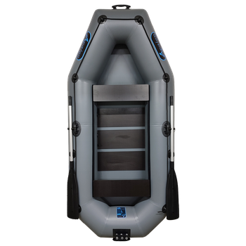 Надувная двухместная лодка ПВХ Avalon А270 / 2,7 м / 2-х местный / гребной / рельсовый настил / передвижные сиденья / ⌀36 см / Серый