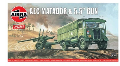 Збірна модель 1:76 американська вантажівка з гарматою AEC Matador and 5,5 inch Gun Airfix A01314V