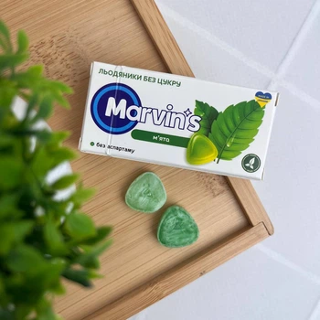 Льодяники без цукру Marvin’s М’ята з ксилітолом, 7 шт — для свіжого дихання та профілактики карієсу