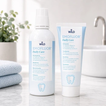 Набор Wild Emofluor Daily Care от сухости во рту для чувствительных зубов и дёсен (паста 75 мл + ополаскиватель 500 мл с фтором и минеральными солями)