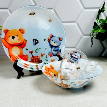 Набор детской посуды стекло Luminarc Bears Feast 3 предмета X3063