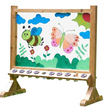 Tablica akrylowa przezroczysta Masterkidz — Powierzchnia malarska + Kubeczki (5906280655419)