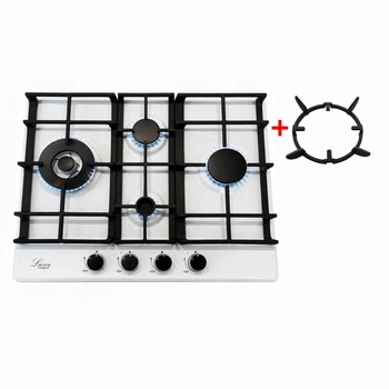 Варильна поверхня газова Luxor R Black 65 Emaille Turbo Wok Italy + кругла підставка Wok у подарунок, білий