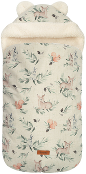 Śpiworek Sensillo Vintage do wózka lub fotelika oliwkowy z wzorem sarenki 43 × 80 cm (5908310396361)