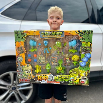 Набор игрушек фигурок Растения против Зомби, детские игровые фигурки Plants vs Zombies в подарочной коробке