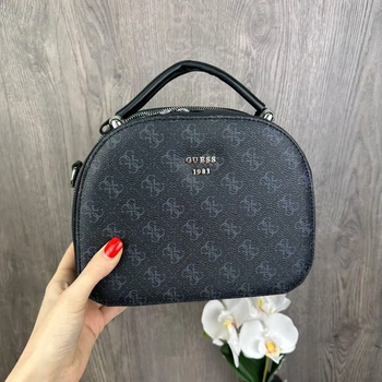 Каркасна жіноча сумка стиль Guess чорна, сумочка на плече Гесс ( 12353 )