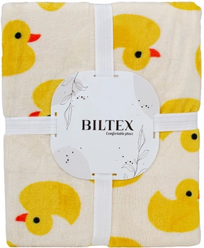 Плед Biltex Flannel песочный с принтом Sunny Duck Полуторный 150х200 см (4820298414039)