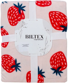 Плед Biltex Flannel бежевый с принтом Sweetberry Евро 200х220 см (4820298414060)