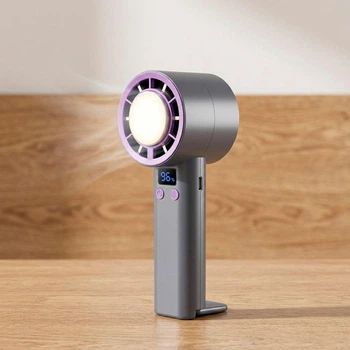 Мини-вентилятор аккумуляторный Handheld Fan XP-C01 12W с LED-дисплеем, Серо-фиолетовый (1011158-Other-2)