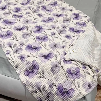 Покривало вафельне євро L&M Home Textiles 20585 200х230 см біле з фіолетовим