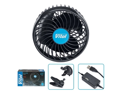 Вентилятор VITOL HX-U701E 4.5" 5V 4W USB + клипса плавная регулировка скорости