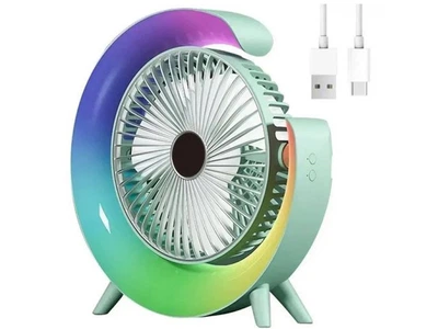Вентилятор настільний акумуляторний з RGB підсвічуванням USB
