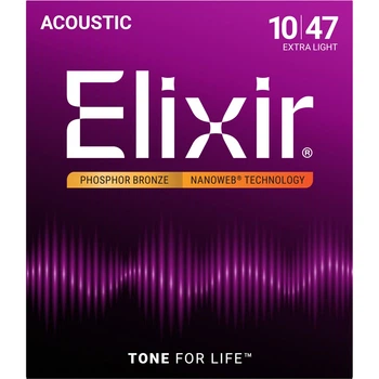 Струны Elixir 16002 Nanoweb Phosphor Bronze 10-47 Extra Light