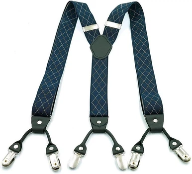 Подтяжки унисекс текстильные Y-образные классические регулируемые с металлическими зажимами 3,5 см синие 64593