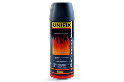 Эмаль жаростойкая в баллончике Unifix 400мл черный мат